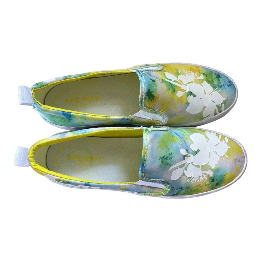Sperry Crest Twin Gore Tropical Tie Dye Platform Slip-On Shoes, Size 7.5, Casual
